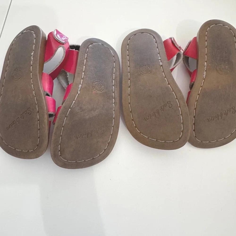Salt Water Sandals Bundle Kids Size 7 Toddler‎ Original Leather Pink Red 2 Pairs
